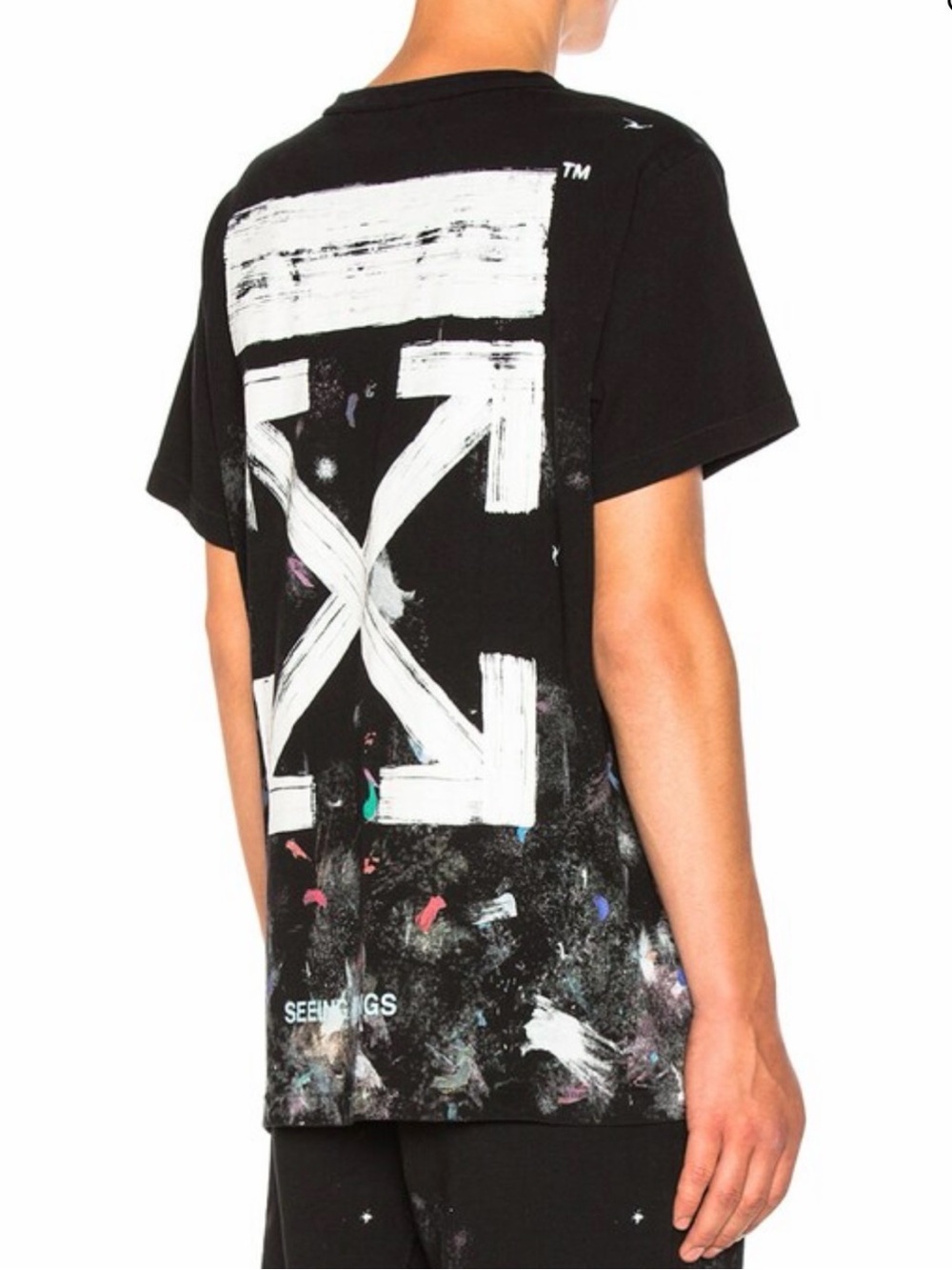 Off-White Black Graphic Arrow Paint-Splash Tee
